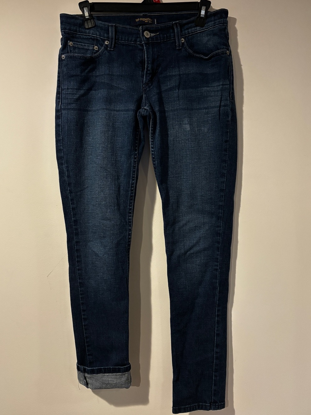 Levi's 524 Too Superlow Blue Medium Wash Skinny Jeans Button Zip